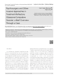 Psychosurgery and Other Invasive Approaches in Treatment-Refractory Obsessive-Compulsive Disorder: a Brief Overview Through a Case