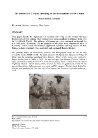 The Influence of German Surveying on the Development of New Guinea