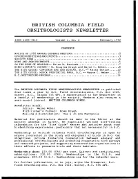British Columbia Field Ornithologists Newsletter