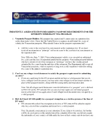 Frequently Asked Questions Regarding Passport Requirements for the Diversity Immigrant Visa Program