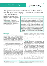 Hypopituitarism May Be an Additional Feature of SIM1 and POU3F2 Containing 6Q16 Deletions in Children with Early Onset Obesity