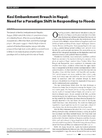 Kosi Embankment Breach in Nepal: Need for a Paradigm Shift in Responding to Floods