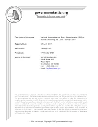 NASA) Records Concerning the Lunar Gateway, 2019