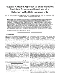 Pagoda: a Hybrid Approach to Enable Efﬁcient Real-Time Provenance Based Intrusion Detection in Big Data Environments