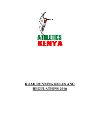 Road Running Rules and Regulations 2016