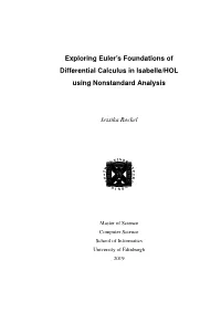 Exploring Euler's Foundations of Differential Calculus in Isabelle
