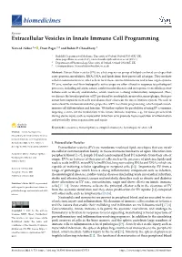 Extracellular Vesicles in Innate Immune Cell Programming