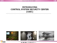 Introducing Control System Security Center (Cssc)