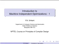 Introduction to Machine-Independent Optimizations - 1