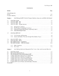 Lake Michigan Lamp 2000 Chapters Into a Comprehensive Document Is Summarized in Table ES-1 at the End of This Executive Summary