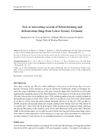 New Or Interesting Records of Lichen-Forming and Lichenicolous Fungi from Lower Saxony, Germany