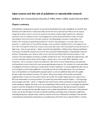Open Science and the Role of Publishers in Reproducible Research