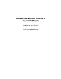 Report on Audit of Financial Statements of Department of Airports