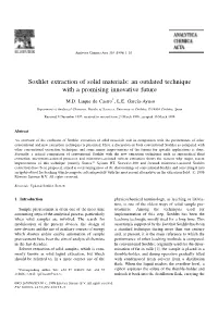 Soxhlet Extraction of Solid Materials: an Outdated Technique with a Promising Innovative Future