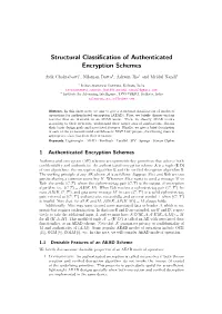 Structural Classification of Authenticated Encryption Schemes