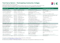Tech Savvy Seniors - Participating Community Colleges
