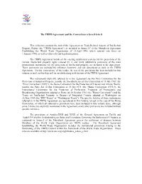 The TRIPS Agreement and the Conventions Referred to in It This Collection Contains the Text of the Agreement on Trade-Related As