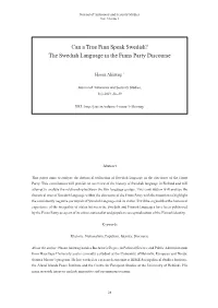 Can a True Finn Speak Swedish? the Swedish Language in the Finns Party Discourse