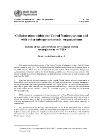 Collaboration Within the United Nations System and with Other Intergovernmental Organizations