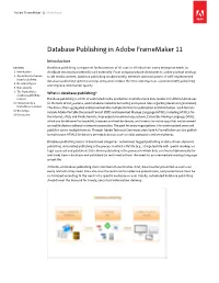 Database Publishing in Adobe Framemaker 11