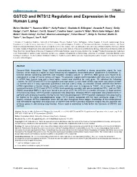 GSTCD and INTS12 Regulation and Expression in the Human Lung
