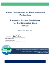 Maine Remedial Action Guidelines (Rags) for Contaminated Sites