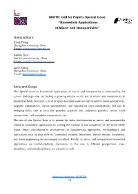 MATHI: Call for Papers Special Issue “Biomedical Applications of Micro- and Nanoparticles”