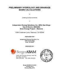 Preliminary Hydrology and Drainage Basin Calculations