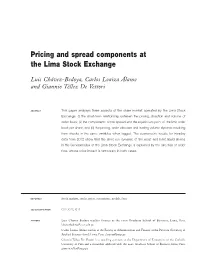 Pricing and Spread Components at the Lima Stock Exchange