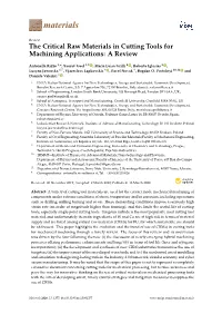The Critical Raw Materials in Cutting Tools for Machining Applications: a Review