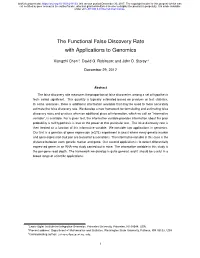 The Functional False Discovery Rate with Applications to Genomics