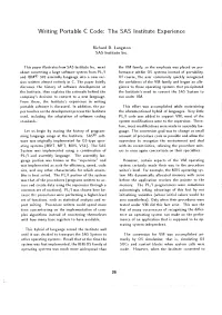 Writing Portable C Code: the SAS Institute Experience
