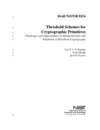 Draft NISTIR 8214, Threshold Schemes for Cryptographic Primitives