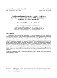 Host Range Expansion by the Invasive Herbivore Corythucha Marmorata (Uhler, 1878) Is Not Caused by Better Quality of New Hosts