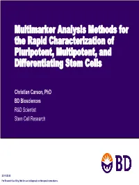 Multimarker Analysis Methods for the Rapid Characterization of Pluripotent, Multipotent, and Differentiating Stem Cells