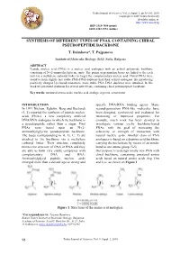 Synthesis of Different Types of Pnas, Containing Chiral Pseudopeptide Backbone