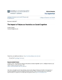 The Impact of Values As Heuristics on Social Cognition