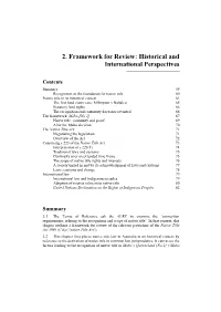 2. Framework for Review: Historical and International Perspectives