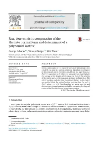 Fast, Deterministic Computation of the Hermite Normal Form and Determinant of a Polynomial Matrix✩