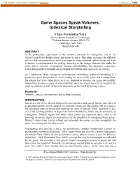 Game Spaces Speak Volumes: Indexical Storytelling