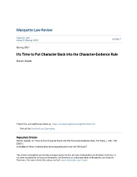 It's Time to Put Character Back Into the Character-Evidence Rule