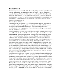 Lecture 38 Good Morning and Welcome to LLT121 Classical Mythology