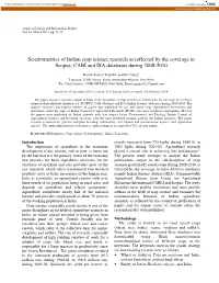 Scientometrics of Indian Crop Science Research As Reflected by the Coverage in Scopus, CABI and ISA Databases During 2008-2010