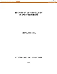 The Notion of Verification in Early Buddhism