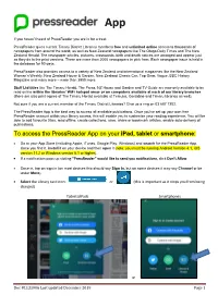 To Access the Pressreader App on Your Ipad, Tablet Or Smartphone