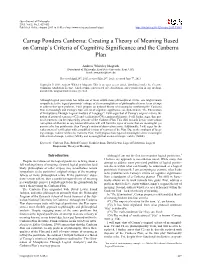 Carnap Ponders Canberra: Creating a Theory of Meaning Based on Carnap’S Criteria of Cognitive Significance and the Canberra Plan