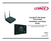 Icomfort S30 Smart Thermostat Installation and Setup Guide