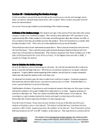 Section 4B – Understanding the Median Average