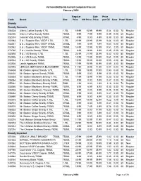 Vermont 802Spirits Current Complete Price List February 2020