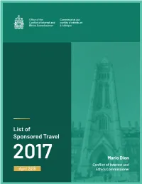 2017 List of Sponsored Travel